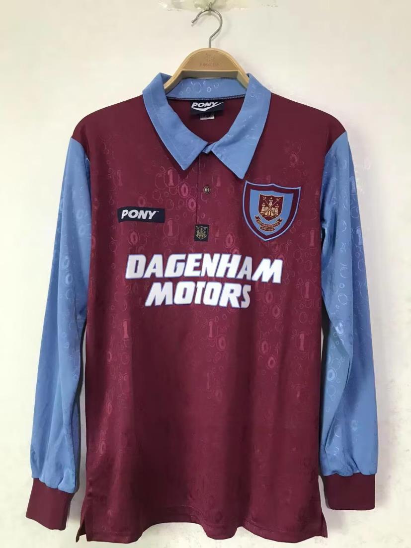57660bfe_56acb940-2c93-43e8-93ea-93dd1dbbf739 West Ham United Retro Jersey Home 1995/1997 - Long Sleeve - Imagem 1
